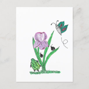 Purple Iris Flower  Postcard