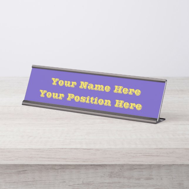 Purple Iris Flower Purple And Yellow Solid Colours Desk Name Plate (Front)