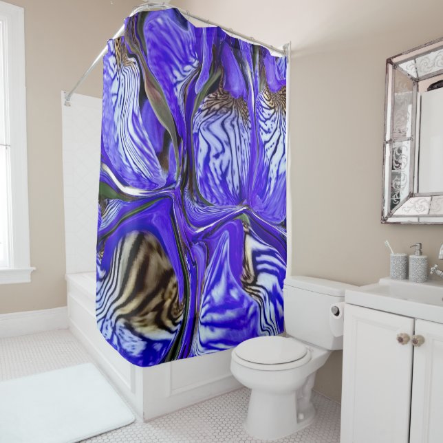 Purple Iris Flower Shower Curtain (In Situ)