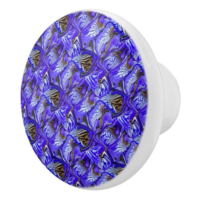 Purple Iris Flower / Slanted / Tiled /  Ceramic Knob (Right)