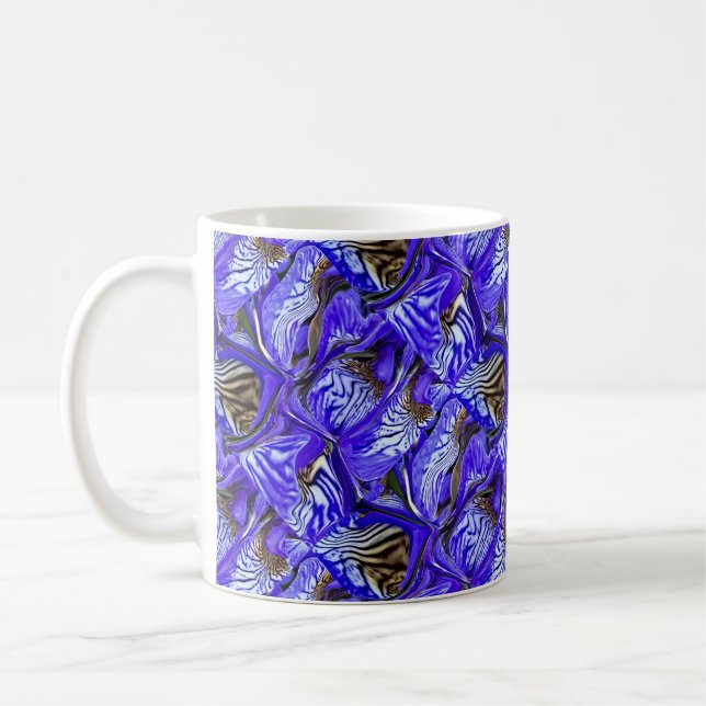 Purple Iris Flower / Slanted / Tiled /  Coffee Mug (Left)