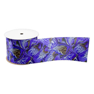 Purple Iris Flower / Slanted / Tiled / Satin Ribbon