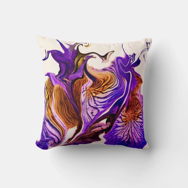 Purple Iris Flower Swirls / 1974 / Cushion (Front)