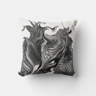 Purple Iris Flower Swirls / Black & White / Cushion