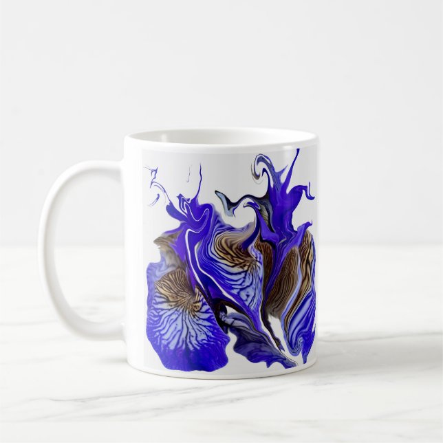 Purple Iris Flower Swirls Coffee Mug (Left)
