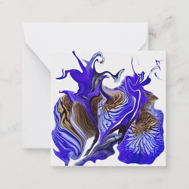 Purple Iris Flower Swirls Flat Card (Front)