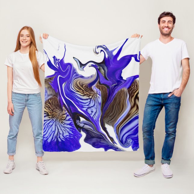 Purple Iris Flower Swirls Fleece Blanket (In Situ)