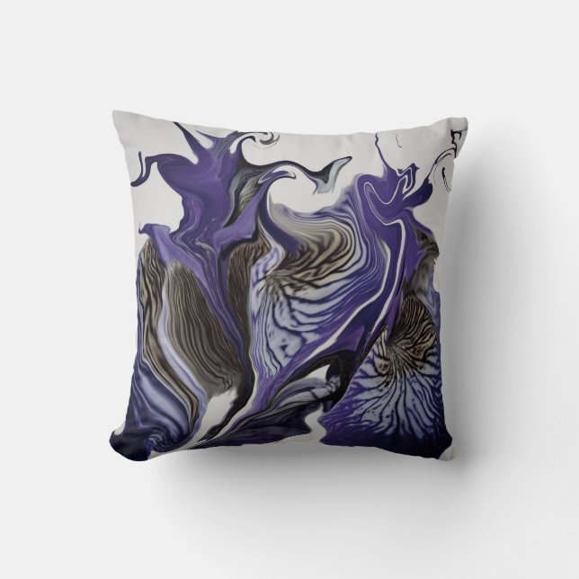Purple Iris Flower Swirls / Fog / Cushion (Front)