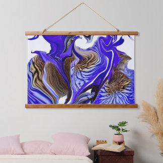 Purple Iris Flower Swirls Hanging Tapestry
