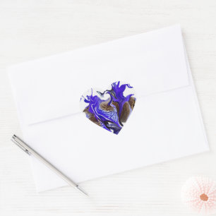 Purple Iris Flower Swirls Heart Sticker