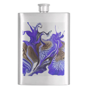 Purple Iris Flower Swirls Hip Flask