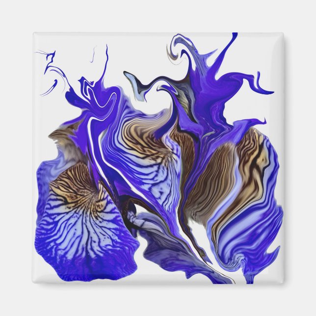 Purple Iris Flower Swirls Magnet (Front)