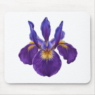 Purple Iris Flower Watercolor Botanical Floral Art Mouse Pad