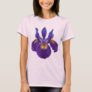 Purple Iris Flower Watercolor Elegant Botanical T-Shirt