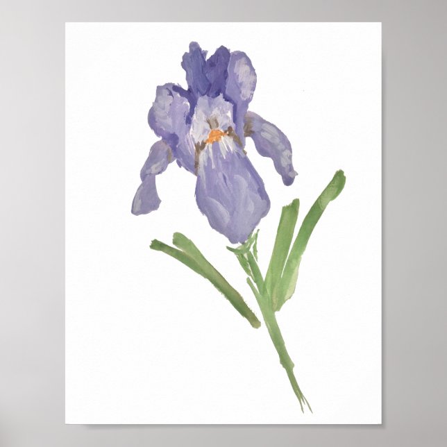 Purple Iris Flower Watercolor Painting Poster (Front)