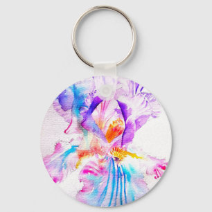 Purple iris Flower Wedding Favour Floral Flower Key Ring