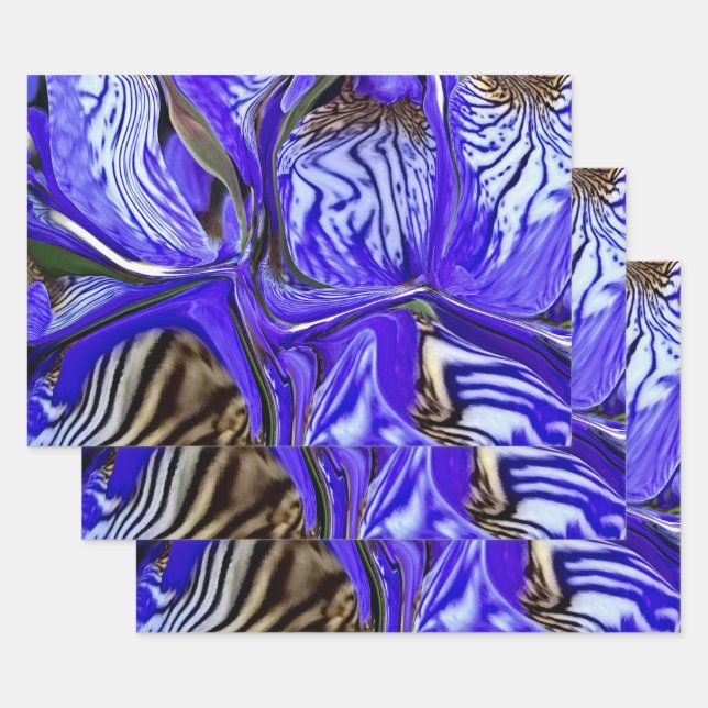 Purple Iris Flower Wrapping Paper Sheet (Set)