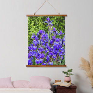 Purple Iris Flowers By The Sidewalk Hanging Tapestry
