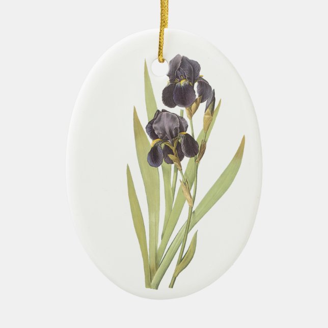Purple Iris Flowers Ceramic Tree Decoration (Front)