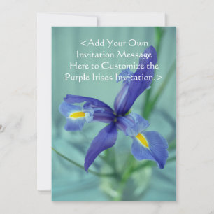 Purple Iris Flowers Custom Garden Invitation