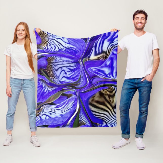 Purple Iris Flowers Fleece Blanket (In Situ)