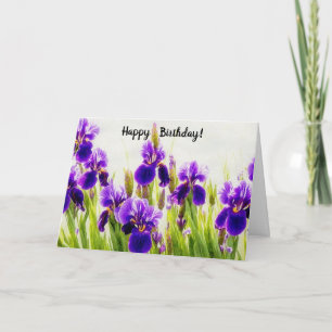 Purple Iris Flowers Flower Floral Birthday Card