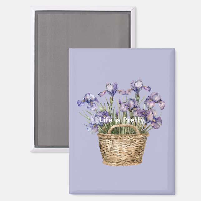 Purple Iris Flowers Magnet (Front/Back)