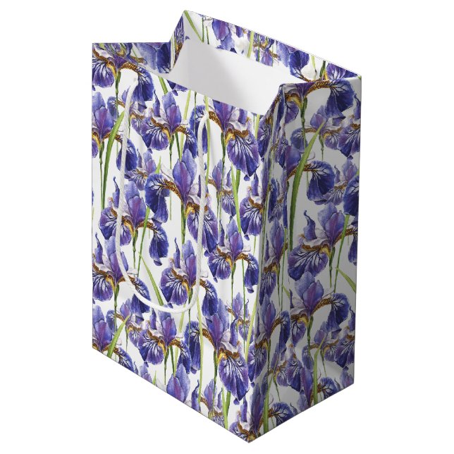 Purple Iris Flowers   Medium Gift Bag (Front Angled)