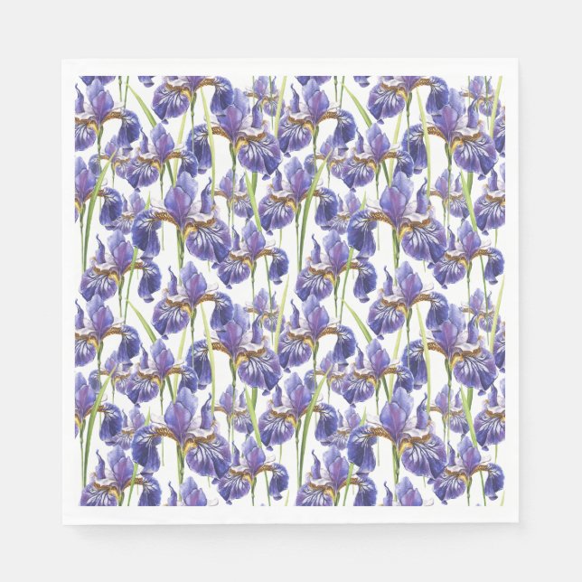 Purple Iris Flowers Napkin (Front)