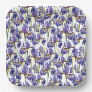 Purple Iris Flowers   Paper Plate