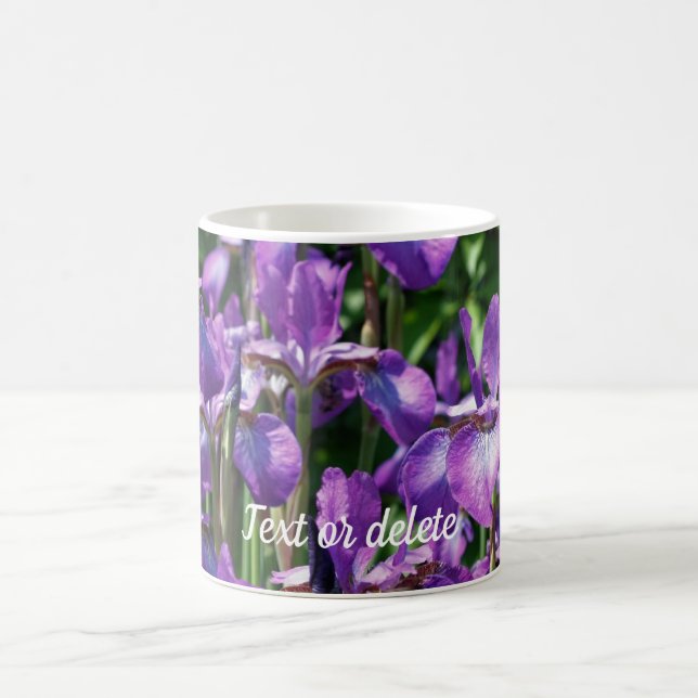 Purple Iris Flowers Personalised Coffee Mug (Center)