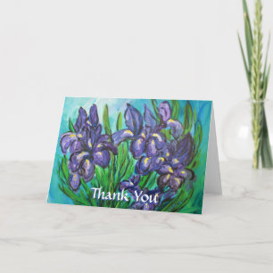 Purple Iris Flowers Thank You Custom Greeting Card