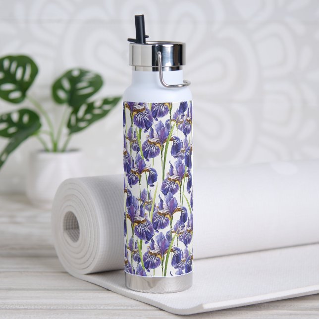 Purple Iris Flowers  Water Bottle (Yoga)