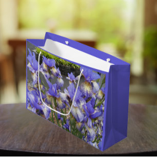 Purple Iris Garden Floral Large Gift Bag
