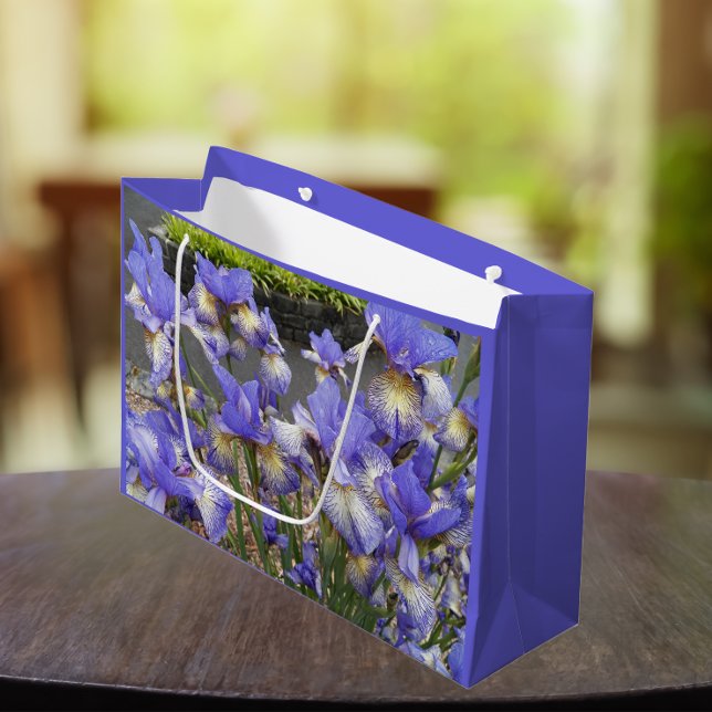 Purple Iris Garden Floral Large Gift Bag (In Situ)