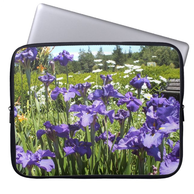Purple Iris Garden Laptop Sleeve (Front)