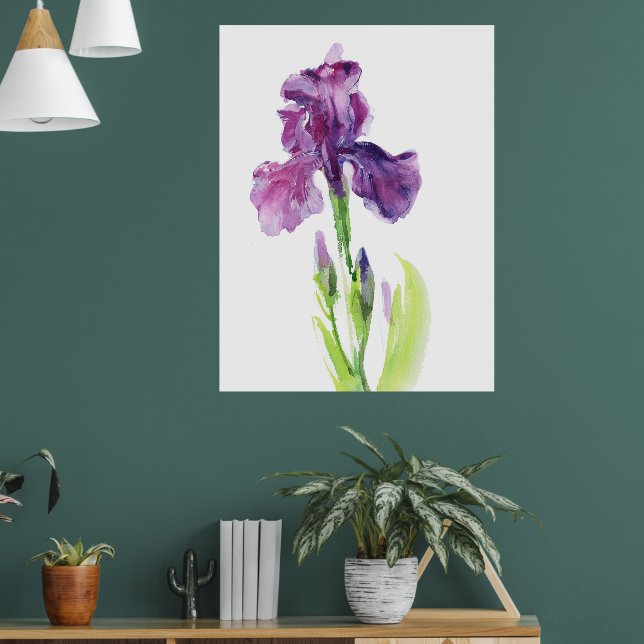 Purple Iris in Light Watercolor Poster (Living Room 1)