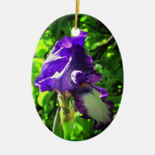 Purple Iris in Summer Ceramic Tree Decoration