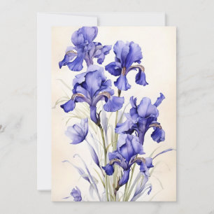 Purple Iris In Watercolors Holiday Card