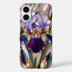 Purple Iris iPhone Case Elegant Stained Glass