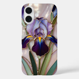 Purple Iris iPhone Case Stained Glass Elegant