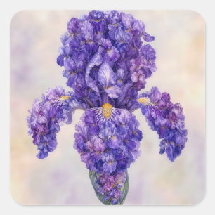 Purple Iris Made of Many Square Sticker