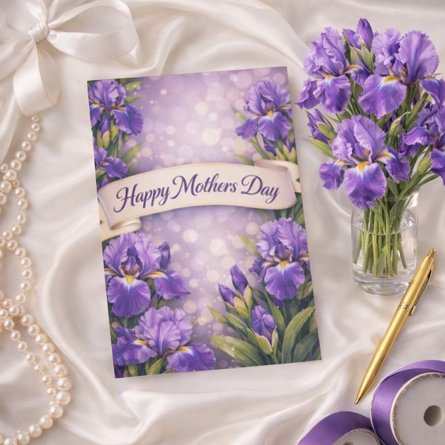 Purple Iris Mother’s Day Greeting Design Holiday Card (Creator Uploaded)