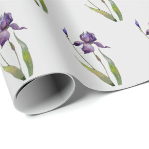 Purple Iris on Grey Wrapping Paper