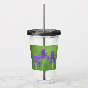 Purple Iris Painting - Original Flower Art Acrylic Tumbler