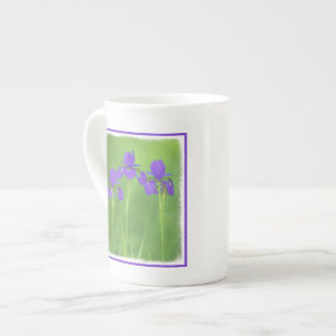 Purple Iris Painting - Original Flower Art Bone China Mug