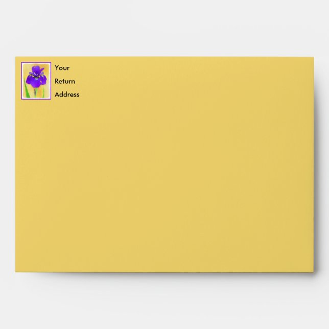 Purple Iris Painting - Original Flower Art Envelope (Front)
