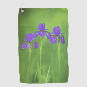 Purple Iris Painting - Original Flower Art Golf Towel