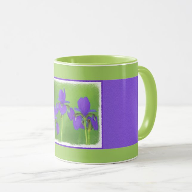 Purple Iris Painting - Original Flower Art Mug (Front Right)