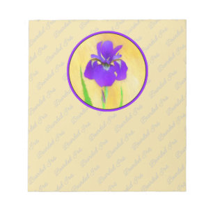 Purple Iris Painting - Original Flower Art Notepad
